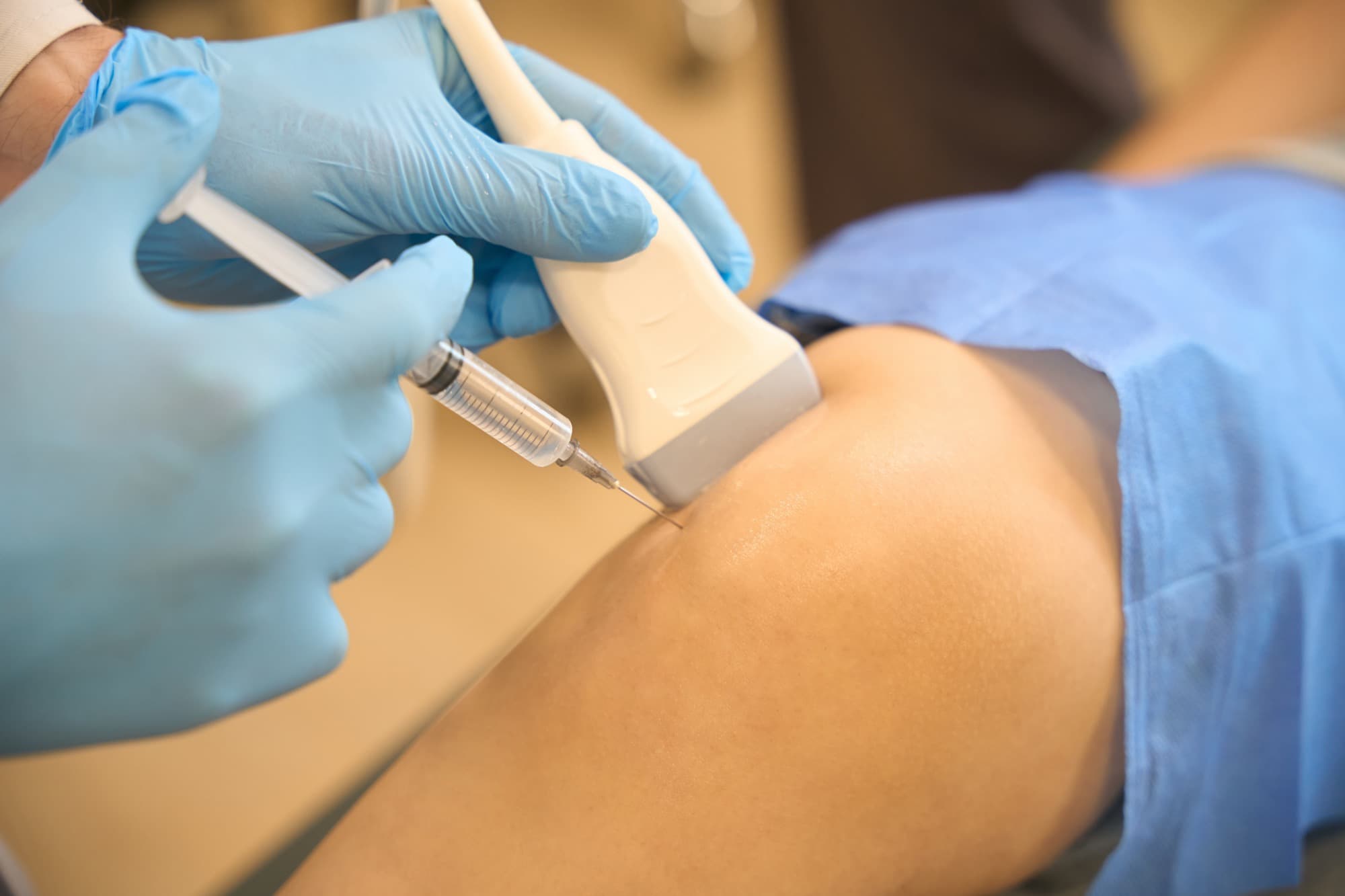 Ultrasound-guided autologous orthobiologic injection administered in-office at Innovare Tx in Addison, TX